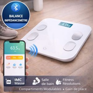 Balance Imp&eacute;dancem&egrave;tre Bluetooth &ndash; P&egrave;se Personne Connect&eacute; &ndash; Imc Masse Graisse Muscle Eau &ndash; Fitness R&eacute;solutions Janvier 2026 - Neuf