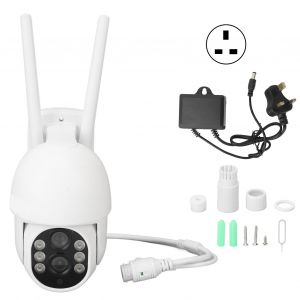 XYONG Camera de surveillance exterieure Wi-Fi 2 objectifs, zoom PTZ 350¡ã, rotation a 90¡ã, vision nocturne couleur, 1080p, 110-240 V, prise britannique - Neuf