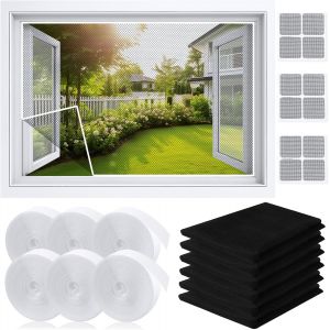 MAA-6 Pièces Moustiquaire Fenetre Sans Percage, 150x130cm Moustiquaire de Fenêtre avec 6 Ruban Adhésif, Mosquito Net Window (noir) - Neuf