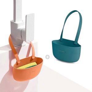 Porte-éponge en silicone pour sacs d'évier de cuisine Set de 2 - Porte-savon facile à utiliser Aucune installation nécessaire Caddy d'évier de cuisine - Ensemble d'organisateur d'évier de cuisine - Neuf