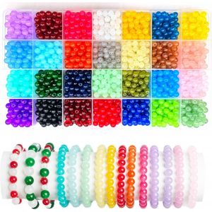 Meimie-Perles Pour Bracelet 1680pcs 6mm Rond Perle Avec Boite Pierre Naturelle Pour Bracelet Brillante Perles Rondes Pierres Naturelles Cristal Avec Trou Kit De Fabrication De Bijoux De Bracelet Diy - Neuf