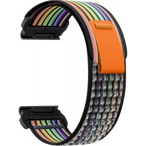 26Mm Quickfit Bracelet Pour Garmin Fenix 8 51Mm/Fenix 7X Pro/7X/6X/5X/5X Plus, Souple &Eacute;lastique Nylon Bracelet Pour Garmin Enduro 3/Enduro/Tactix 7 Amoled/Epix Pro 51Mm - Arc En Ciel Noir - Neuf