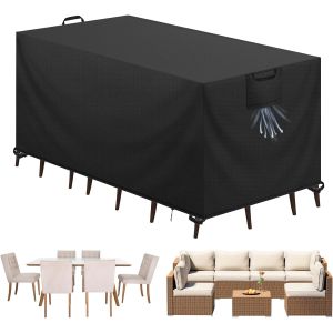 Subzonal-Housse Salon De Jardin B&acirc;che Table De Jardin Tissu Oxford 420d Couverture De Protection Meubles Exterieur Imperm&eacute;able, Coupe-Vent, Anti-Uv Housse De Meubles En Rotin, Noir, 125x63x74 Cm - Neuf