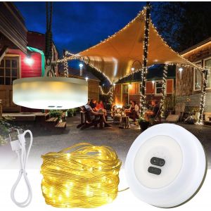 Kal-Guirlande Lumineuse De Camping Enroulable, Étanche, Portable, Pliable, Pour L'extérieur, Lampe De Camping Rechargeable Avec Led De 10 M, Guirlande Lumineuse Pour Camping, Jardin - Neuf