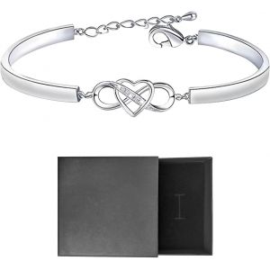 Kalsw-1 Bracelet En Forme De Coeur Pour Femme,1 Boîte De Rangement,Bracelet En Argent Pour Femme,Bracelet Réglable,Bijoux Tendance Et Simples,Convient Aux Femmes Et Aux Filles - Neuf