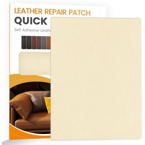 Teppd-Patch De Réparation En Cuir Beige Jaune, 21x28cm Patch Cuir Auto-Adhésif Rénovation, Simili Cuir Autocollant Pour Canapé De Siège De Voiture Meubles Vestes Sac - Neuf