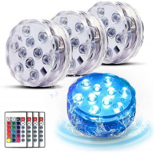 Lot De 4 Lampes Led &Eacute;tanches Sous-Marines Avec T&eacute;l&eacute;commande, &Eacute;clairage De Salle De Bain 16 Couleurs, &Eacute;clairage De Bassin, &Eacute;clairage Led Efx, &Eacute;clairage De Piscine - Neuf