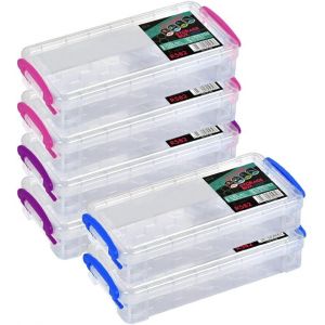 Jexnovashop-6pcs Boites Rangement Plastique, Caisse Rangement Transparent, Boite De Rangement Clips De Fermeture, Empilable,Convient Pour Bureau,Ranger Les Stylos, Les Cl&eacute;s, Les Vis, Les Composants - Neuf