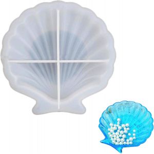 Moule En Silicone De Dessous Verre Irr&eacute;gulier Silicone Moule R&eacute;sine &Eacute;poxy Dessous Verre Bricolage Artisanat D&eacute;coration Moule De Stockage De Plat De Coquille Pendule &Eacute;poxy En Cristal De Bricolage - Neuf