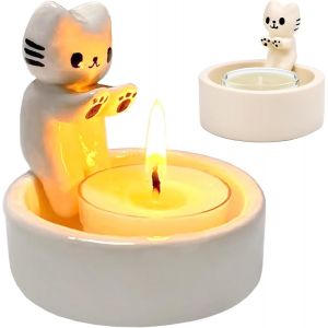 Kalanka-Bougeoir Chat, Bougeoir Patte Chauffée Chat, Bougeoir Décoratif Maison, Cadeaux De Décoration Pour Chats Pour Les Amoureux Des Chats, Décoration De Table (A) - Neuf