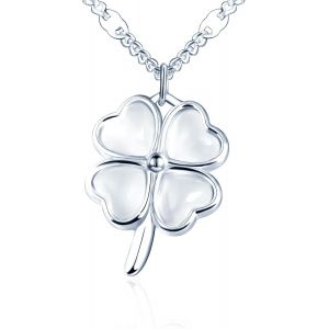 Pendentif En Argent 925 Pour Femmes Et Filles - Collier Tr&egrave;fle Avec Pierres ?il De Chat - Bijoux De Mode Fantaisie Pour Mariage Et F&ecirc;te - Neuf