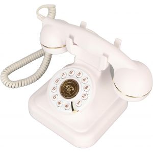 T&eacute;l&eacute;phone Fixe R&eacute;tro Vintage &Agrave; L'Ancienne Avec Gros Bouton - Antique Pour Bureau De D&eacute;coration Int&eacute;rieure - Neuf