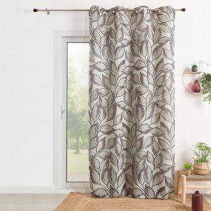 Rideau Poly-Lin Imprim&eacute; Feuilles Aquarelle - Neuf