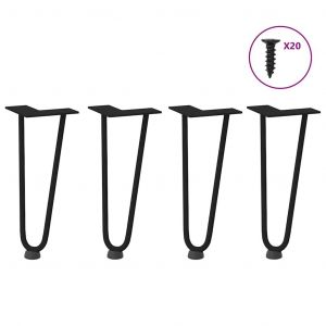 vidaXL Pieds de table en forme d'&eacute;pingle &agrave; cheveux 4 pcs noir 30 cm - Neuf