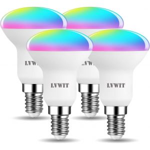 4.9w Ampoule Connectée E14, Smart R50 Ampoule Led Avec Wifi 470lm, Remplace 40w Ampoule Incandescent, Contrôlable Via Tuya Smart Life Alexa Echo Dot Google Home, Lot De 4[Amp745065] - Neuf