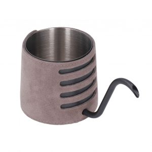 HJLIAN Bouilloire a cafe 250 ml en acier inoxydable 304, col de cygne sans couvercle, verseuse, avec etui en cuir microfibre, noir - Neuf