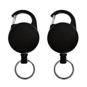 Lot De 2 Mousquetons Rétractables Pour Porte-Clés ¿ Boucle Flexible Pour Clés Et Accessoires, Durable Et Portable, Extension De 60 Cm - Neuf