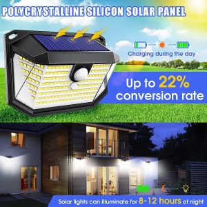 Lot De 2 Lampes Solaires À Détecteur De Mouvement ¿ 100 Led D'extérieur, Étanches, Sans Fil, Pour Jardin - Neuf