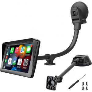 JGD-Support &agrave; Ventouse pour &eacute;cran Carplay avec Vis, Bras en Alliage d'aluminium R&eacute;glable &agrave; 360&deg; de 11,8 Pouces de Long, Support pour Pare-Brise et Tableau de Bord avec Disque Adh&eacute;sif - Neuf