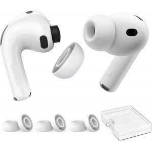 LORANKA-AhaStyle Embouts AirPods Pro 3 (2025) avec Trou de R&eacute;duction du Bruit&iquest;s'adapte L'&eacute;tui Chargement&iquest; 3 Paires Couvre-Oreilles en Silicone pour AirPods Pro 3e G&eacute;n&eacute;ration avec Bo&icirc;te de Rangement P - Neuf