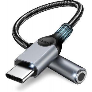 KALANKA-ZOOAUX Adaptateur USB Type C vers prise casque 3,5 mm, c&acirc;ble USB C vers c&acirc;ble auxiliaire pour iPhone 15 Pro Max, 15 Pro, 15 Plus 15, Pixel, Samsung S24 S23 S22+ S21 S20 Ultra S20+ pour iPad P - Neuf