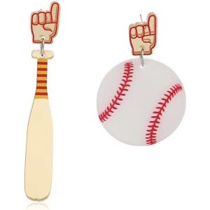 Kal-Boucles D'oreilles À Clous Acryliques Mignonnes Accessoires Baseball Batte Balle Pendentif Léger Fan Sport Bijoux Asymétriques Cadeaux Match Fête - Neuf
