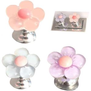 ChenQuanSarl-Lot De 3 Boutons De Toilette Multicolores En Forme De Fleur - Bouton Poussoir De Réservoir De Toilettes En Forme De Fleur - Outil Poussoir De Chasse D'Eau - Aide À La Poignée Pour Couver - Neuf