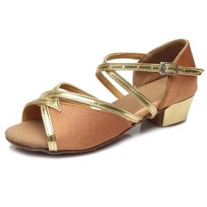 Chaussures De Danse Latine-Talon Bas Fond Souple Pour Filles Et Femmes-Marron 35 Marron,35 - Neuf