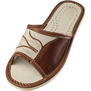 Kalanka-- Pantoufles Pour Femme En Cuir - Chaussons Compensées Pour Femmes - Fait Main - Mules Bout Ouvert - Idéal Pour Été - Neuf