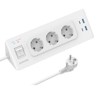 Multiprise d'angle avec USB et 2 types C,3 prises d'angle avec interrupteur,protection contre les surcharges pour cuisine,câble de 2 m.[F20] - Neuf
