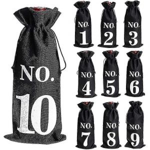 Paquet de 10 sacs de bouteilles de vin en toile de jute avec poche &agrave; cordon pour des d&eacute;gustations &agrave; l'aveugle et des cadeaux - Neuf