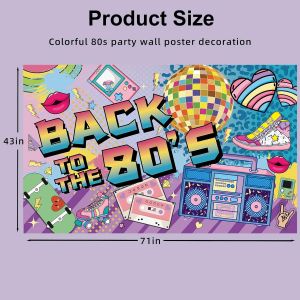 Retour Aux Ann&eacute;es 80 Banni&egrave;re Pour D&eacute;coration De F&ecirc;te Des Ann&eacute;es 80 R&eacute;tro,80's Hip Hop Rock F&ecirc;te D&eacute;coration,D&eacute;coration Fond F&ecirc;te D'anniversaire Des Ann&eacute;es 80(70,8 X 43,3 Pouces,Couleur) - Neuf