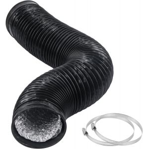 Tuyau Air Conduit d'air flexible de 10,2 cm de long en aluminium pour filtre de ventilation CVC et tente de culture avec 2 colliers de serrage Noir 1,5 m - Neuf