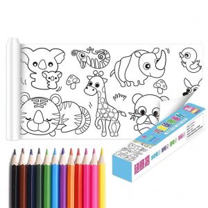 Rouleau de dessin pour enfants B&eacute;b&eacute; bricolage P&acirc;te Coloriage Peinture Livres Couleur Remplissage Papier Jouets &eacute;ducatifs pr&eacute;coces Monde animal - Neuf