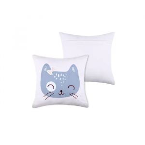 Coussin D&eacute;coratif - Eden - Zoeline - 40x40 Cm - Bleu - Motif Chat - Neuf
