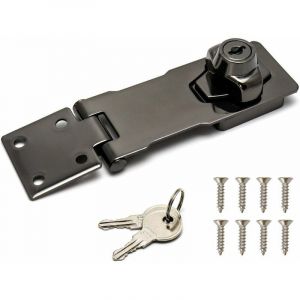 Antivol De Sécurité, 4/10 Cm, Noir, Dispositif De Verrouillage Avec Clé Et Vis Pour Serrure De Porte D'entrée, Porte De Garage - Neuf