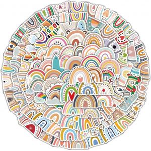 100pcs Boho Rainbow Stickers, Autocollants Arc-En-Ciel, Décalcomanie Arc-En-Ciel Coloré Autocollant En Vinyle Imperméable Boho Rainbow Party Favors Pour L¿Ordinateur De Bouteille D¿Eau - Neuf