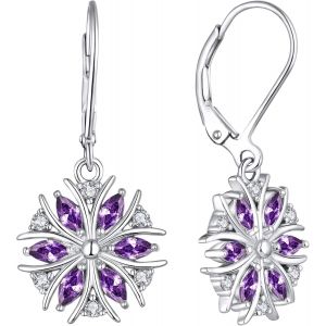 Senior-Boucles D'oreilles Flocon De Neige Argent 925 Oxyde De Zirconium Bleu/Blanc Pendantes Boucles D'oreilles Femme[L2295] - Neuf