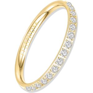 Tianyi-Eternity Bague De Fiançailles 2mm Bague Anniversaire En Titane Promesse Mariage Promesse Bande Pour Femme Homme Avec Oxyde De Zirconium Anneau Or Argenté 49 À 62 - Neuf