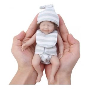 Mini poupée bébé reborn fille, corps entier, silicone, cheveux bouclés - Neuf