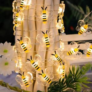 KAL-Guirlande Lumineuse En Forme D'Abeille - 2 M - 20 Led - Pour L'Extérieur Et L'Intérieur - Décoration Pour Chambre D'Enfant, Jardin, Mariage, Fête, Anniversaire - Neuf