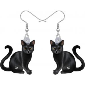 Kal-Boucles D'oreilles Acrylique Chat Noir Mignon Pendants L&eacute;gers Animaux De Compagnie Accessoires Dr&ocirc;les Pour Femmes Amoureux Des Chatons Breloques Cadeaux - Neuf