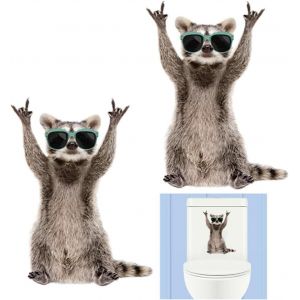 Autocollants 3D en forme de chat, 2 pi&egrave;ces, d&eacute;coration murale pour salle de bain, toilettes, toilettes, &eacute;tanche, amovible, pour voiture - Neuf