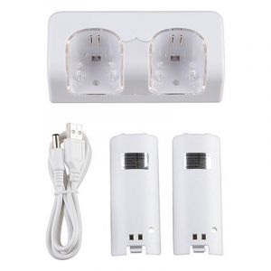 2× 2800mAh CHARGEUR BATTERIE+STATION Port Pour Nintendo Wii WIIMOTE MANETTE BLANC - Neuf