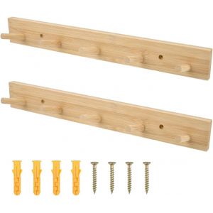 Pat&egrave;res et Porte-chapeaux, 2Pcs Pat&egrave;re Murale 5 Ronde Crochets Pat&egrave;res en Bois, Pat&egrave;re Murale Ronde Crochets Muraux en Bois, Pat&egrave;re Mural pour Serviettes Cravates Chapeaux Ceintures Cl&eacute;s - Neuf