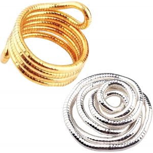 2 Pi&egrave;ces Cha&icirc;ne Serpent En Os De Serpent, Flexible Cha&icirc;ne Serpent En Os De Serpent, Flexible Cha&icirc;ne Serpent Bracelet Enroul&eacute; R&eacute;glable, Snake Bendable Necklace For Women(Or + Argent) - Neuf