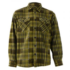 Chemise Chaude &Agrave; Carreaux Polyester Peign&eacute; Lourd Verte - Neuf