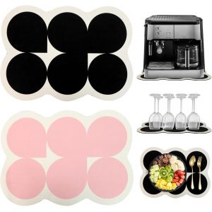 Tianyi-Tapis Egouttoir Vaisselle,2 Pièces Tapis Machine A Cafe,Tapis Absorbant Vaisselle Diatomite,30 X 40cm Tapis Evier Cuisine Pour Cuisine,Salon,Evier,Tapis Vaisselle Absorbant,Noir Et Rose - Neuf