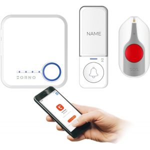 Sonnette Sans Fil Avec Wi-Fi Systeme Alarme Maison Avec Bouton D'Entrée Sans Pile Et Bouton Sos Pour Surveillance Personne Âgée Alimenté Par Batterie 52 Sons Portée 200 M Blanc - Neuf