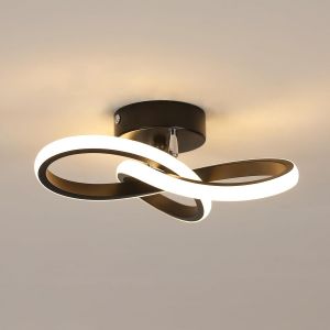 Plafonnier Led, 22W 2500Lm Luminaire Plafonnier Led Design Forme De Tr&egrave;fle, Lampe De Plafond Moderne Noir Pour Couloir Cuisine Chambre Salle De Bain, Blanc Chaud 3000K, Dia 25Cm - Neuf